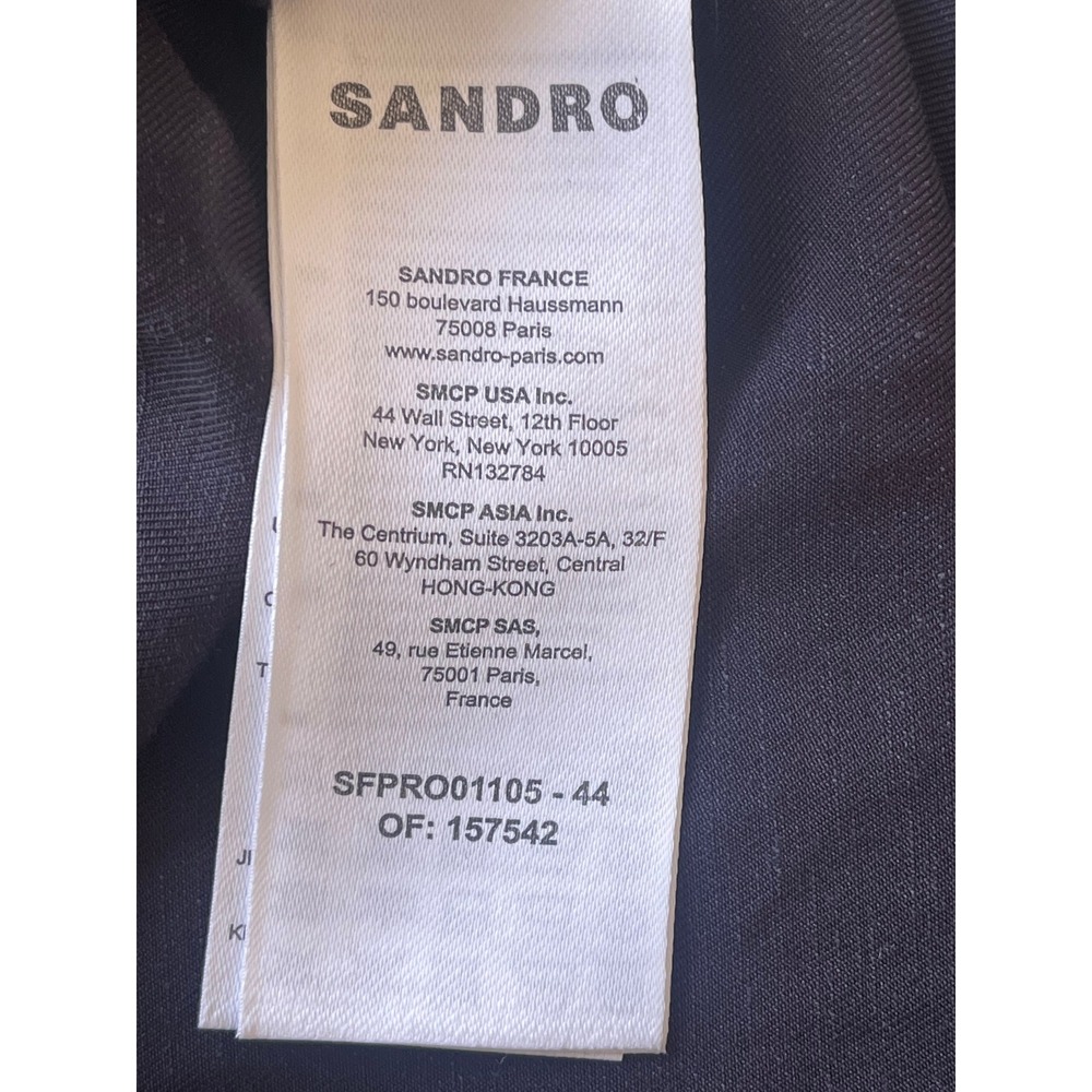 Sandro Celia Navy Blue Twist Front Linen Blend Mini Dress Marine 36 Small New - Picture 10 of 12